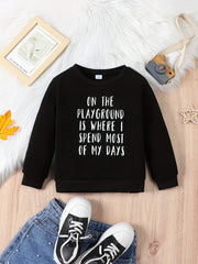 Kid's Letter Print Sweatshirt Thermal Pullover Crew Neck Top
