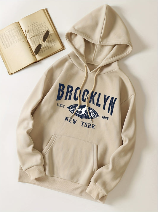 Drawstring Kangaroo Pocket Hoodie Letter Print Sweatshirt