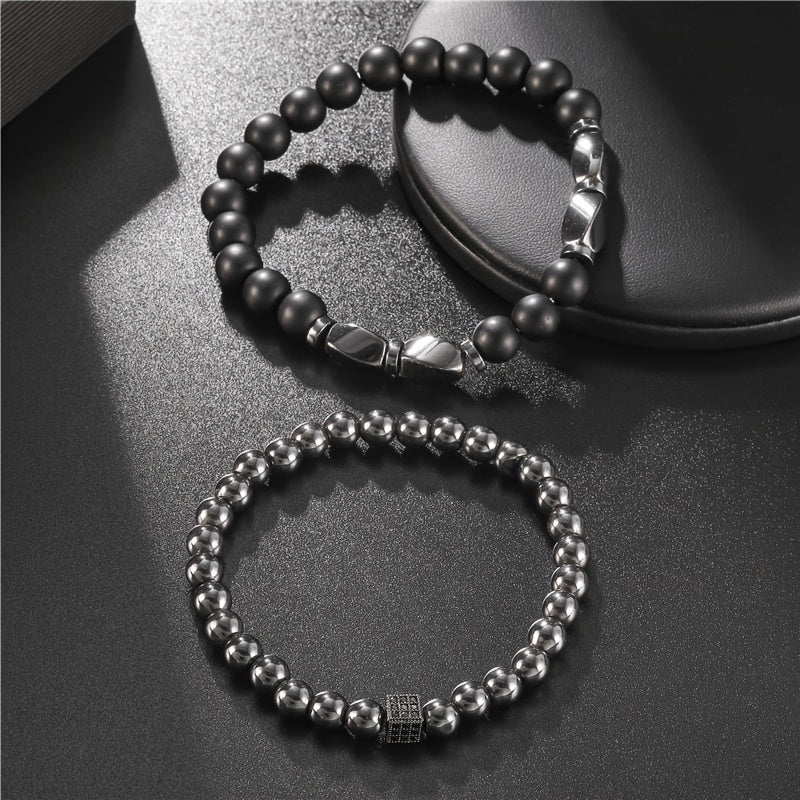 2pcs Natural Stone Bracelet Set for Men