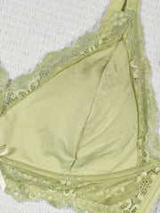 Plus Size Satin Lace Wireless Bralette
