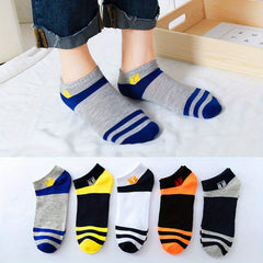 5 Pairs Striped Sports Socks Soft & Lightweight Ankle Socks Women's Stockings