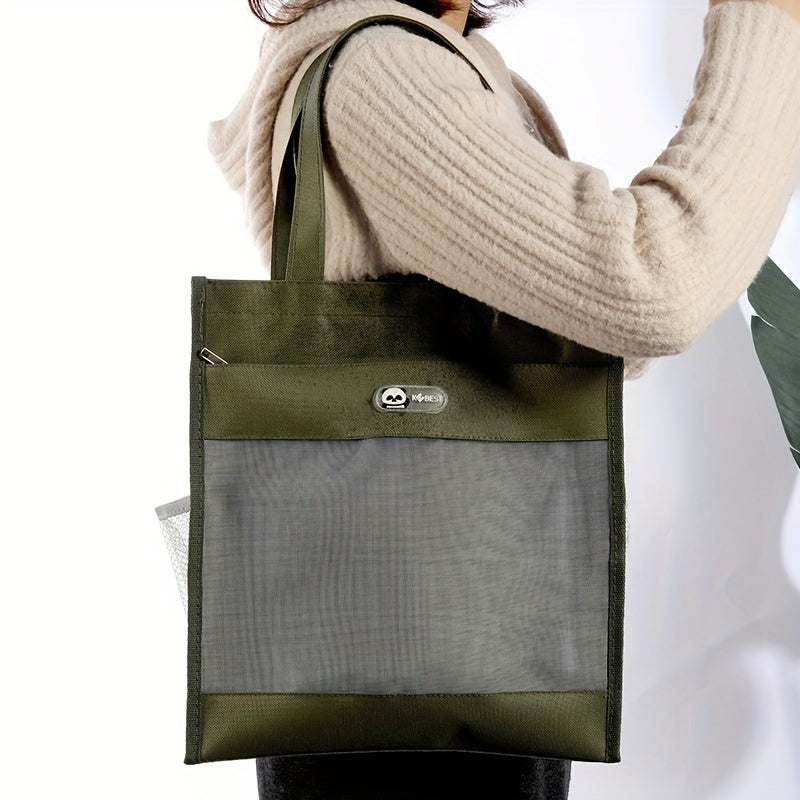 Large Capacity Shoulder Bag with Mesh Bag for Work School College