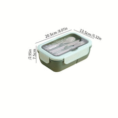 3-grid Insulated Lunch Box w/ Tableware - Leakproof Food Container for Office