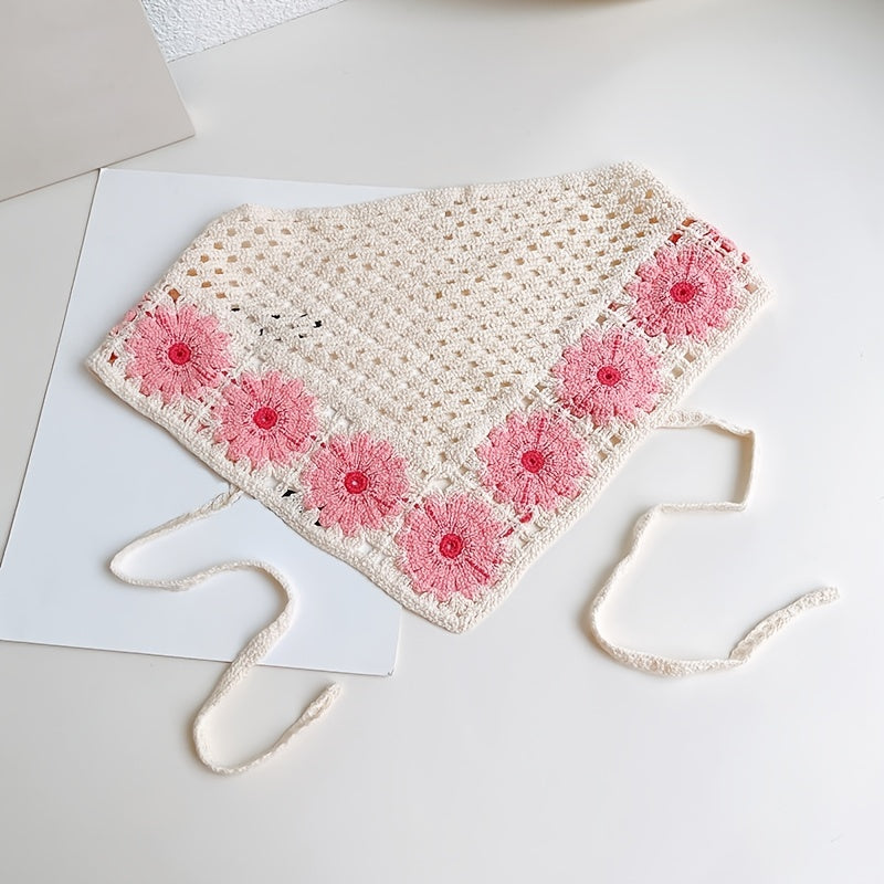 Boho Crochet Bandana Elastic Flower Headband Hair Accessory