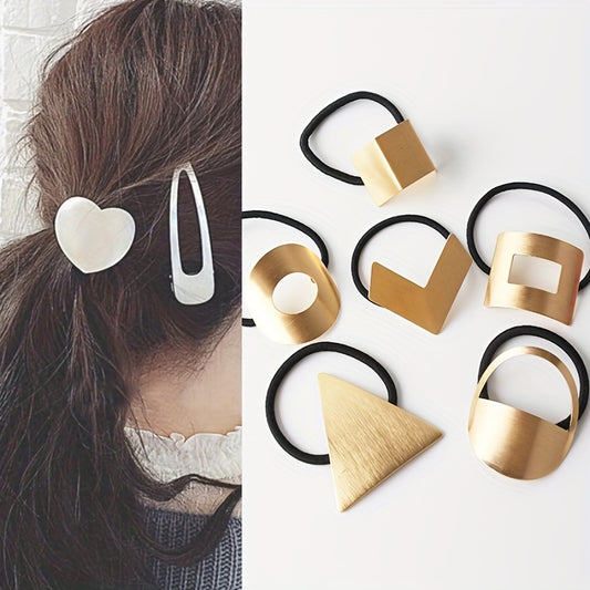Metal Heart Hair Tie Triangle Hair Rope Elastic Style Hair Ring