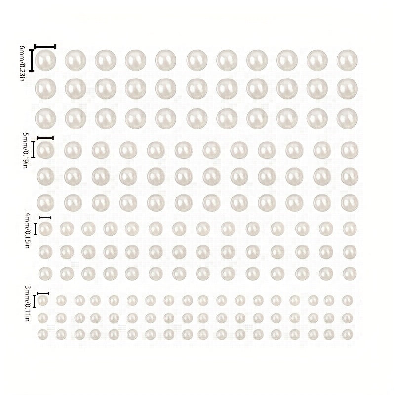 Sparkling Pearl Stickers for Hair Nails & DIY Crafts - 4 Sizes Flat Back Pearls