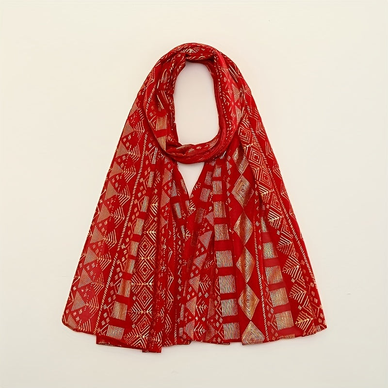Hot Stamping Chiffon Scarf Classic Hijab Solid Shawl Windproof Head Wrap