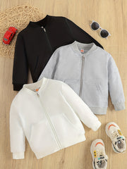 Girls' 3pcs Zipper Cardigan Jacket with Pockets