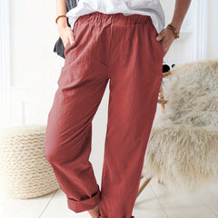 High Waist Straight Leg Pants Casual Women's Clothing