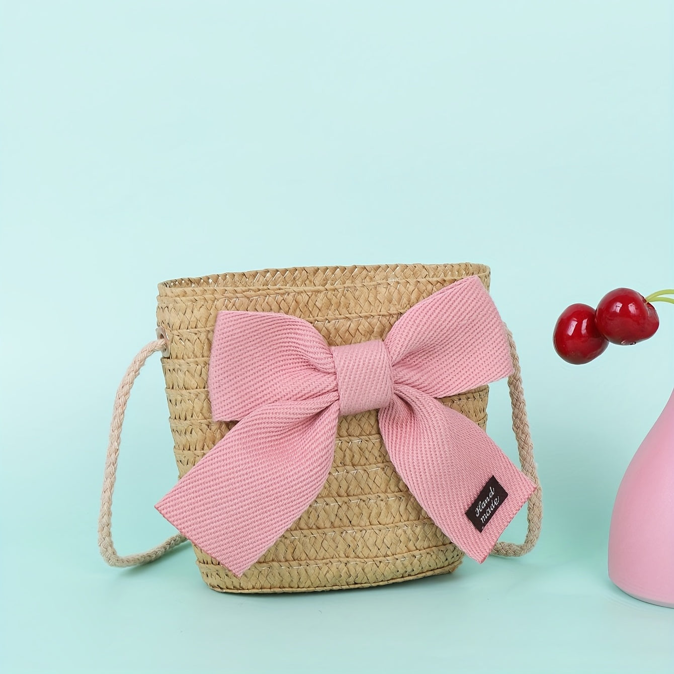 Children Straw Woven Handbags Small Purse Wallet Mini Shoulder Bags