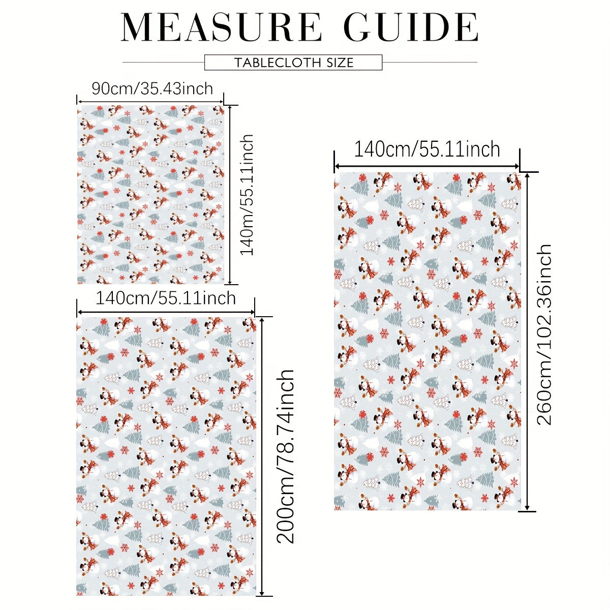 Polyester Merry Christmas Tablecloth Snowman Christmas Tree Design