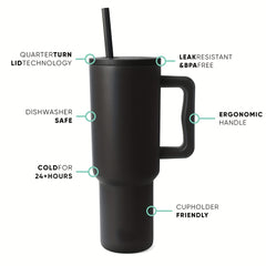 40oz Tumbler Handle & Straw Lid Insulated Cup Stainless Steel Travel Mug