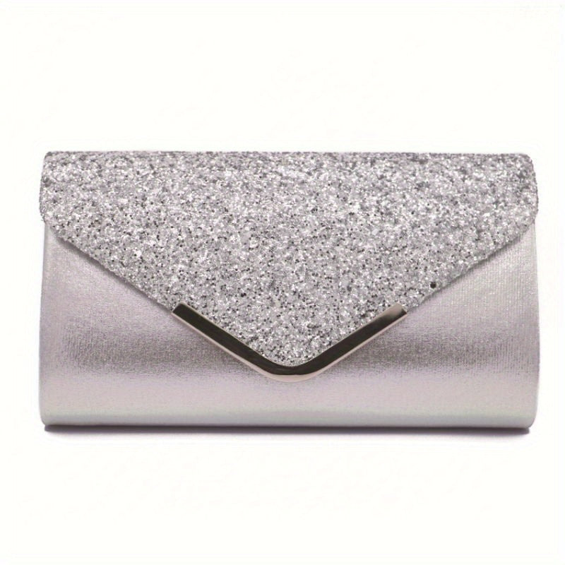 Sequins Flap Clutch Evening Party Bag Metal Chain Cocktail Shoulder