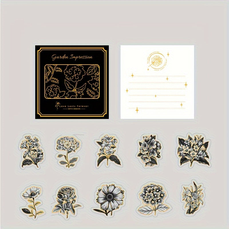 Dark Plant Flower Jou Sticker Bag Sketch Memoir Series Hot Stamping