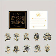 Dark Plant Flower Jou Sticker Bag Sketch Memoir Series Hot Stamping
