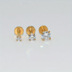 3PCS Mixed Size Opal Zircon Labret Stud Ear Piercing Jewelry