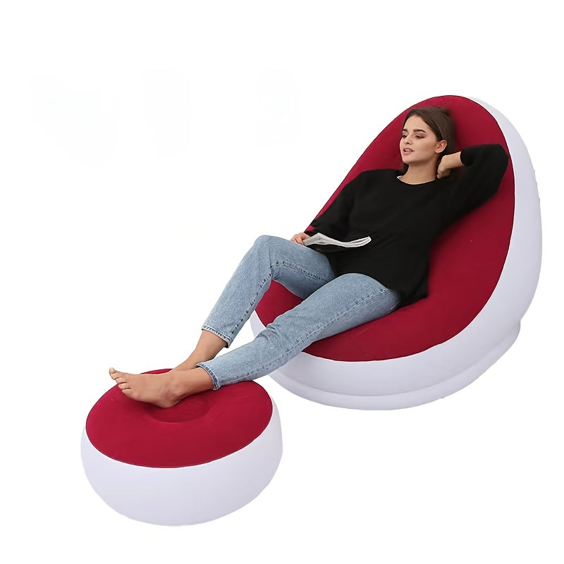 Macaron Flocking Inflatable Lazy Sofa Lounger