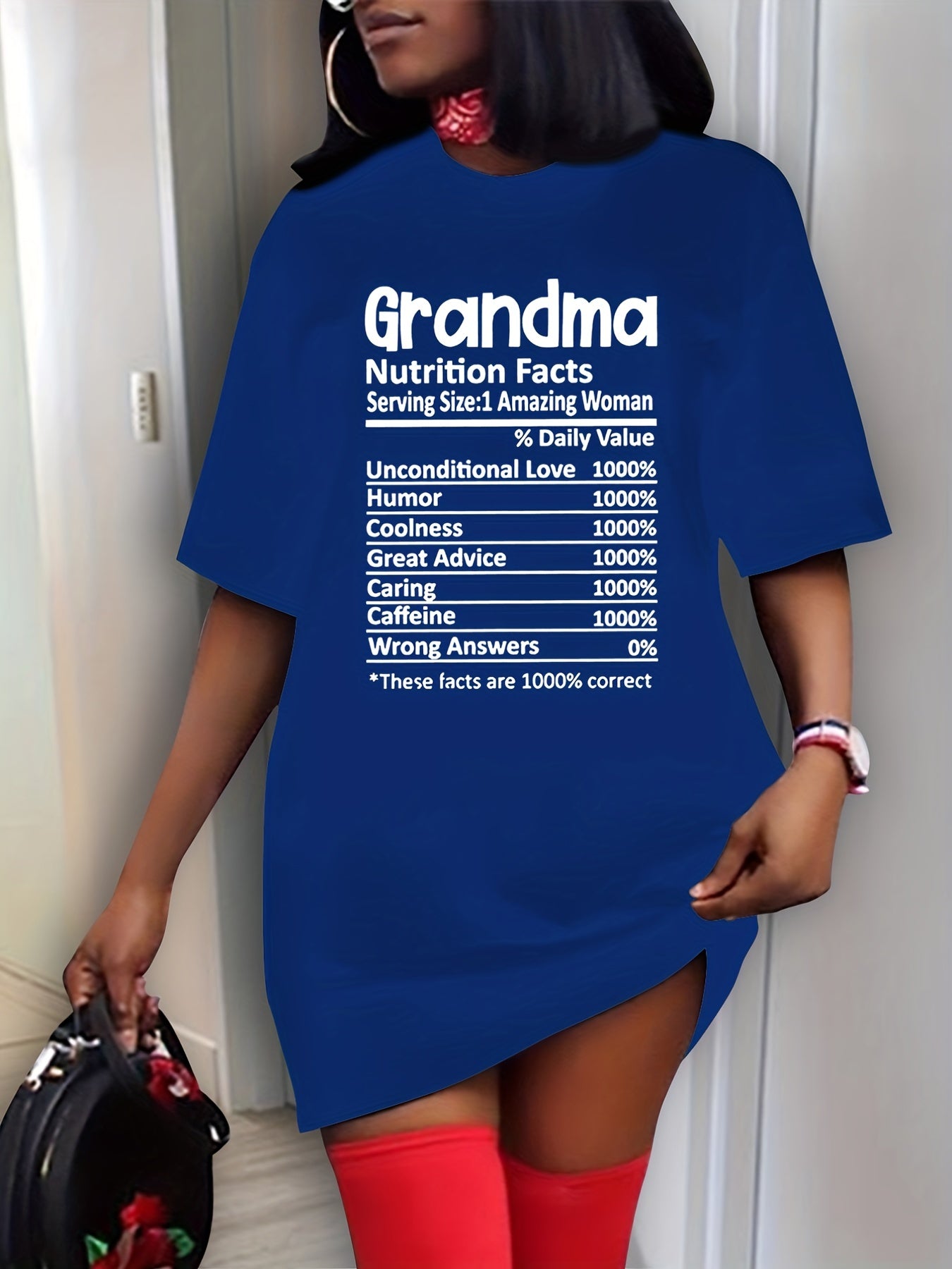  Casual Dress Women's Plus Letter Print Short Sleeve