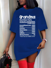  Casual Dress Women's Plus Letter Print Short Sleeve