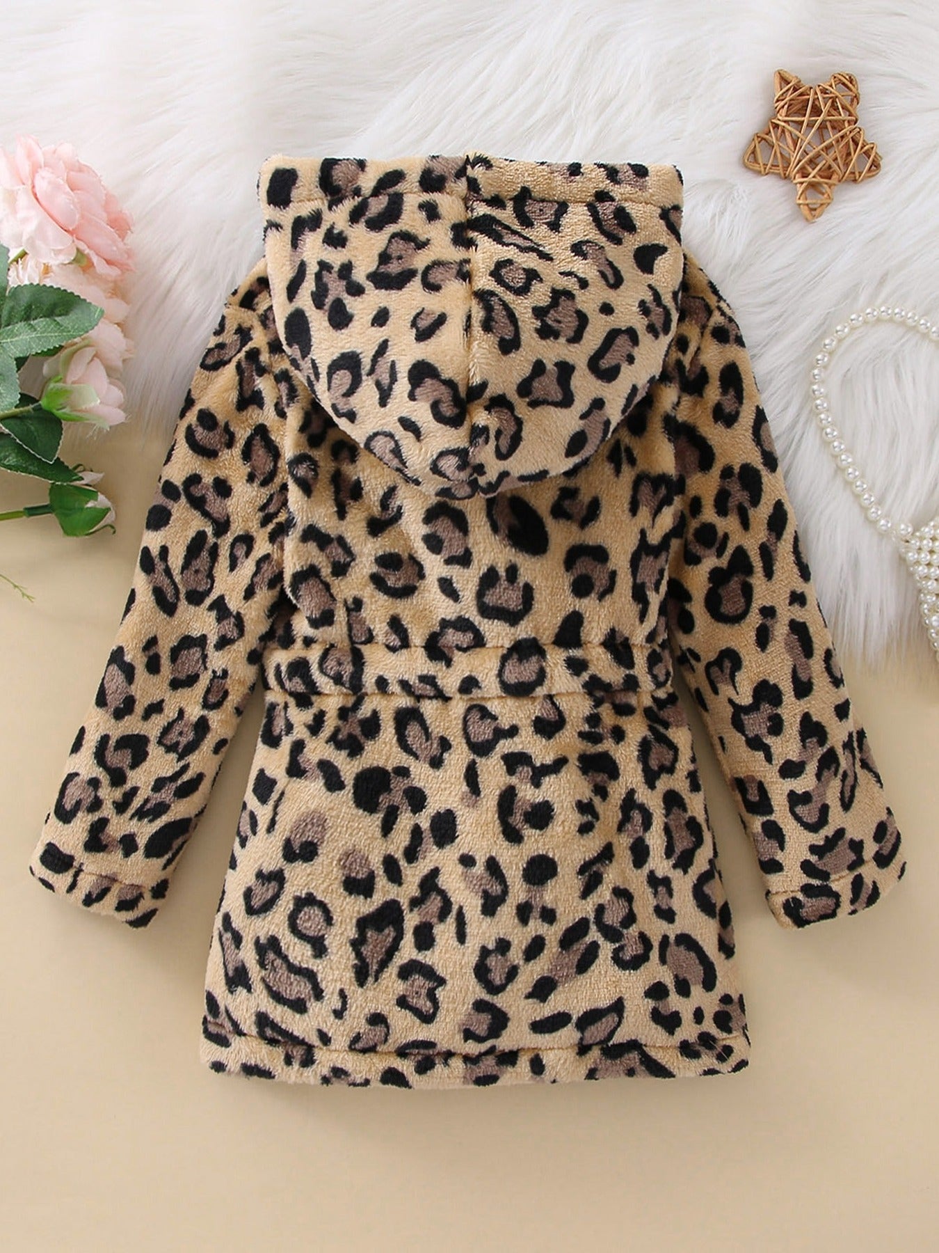 Vintage Leopard Hooded Long Sleeve Coat
