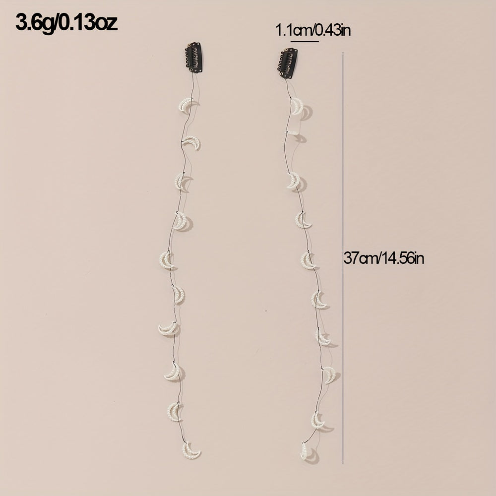 2pcs Fairy Faux Pearl Hair Chain Invisible Clip Girls Hair Accessories