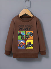 Boys Off-Road Vehicles Print Pullover Sweatshirt
