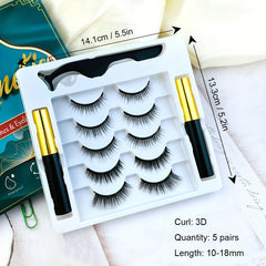 Magnetic Eyelashes with Eyeliner Kit 5 Pairs Natural Looking Waterproof