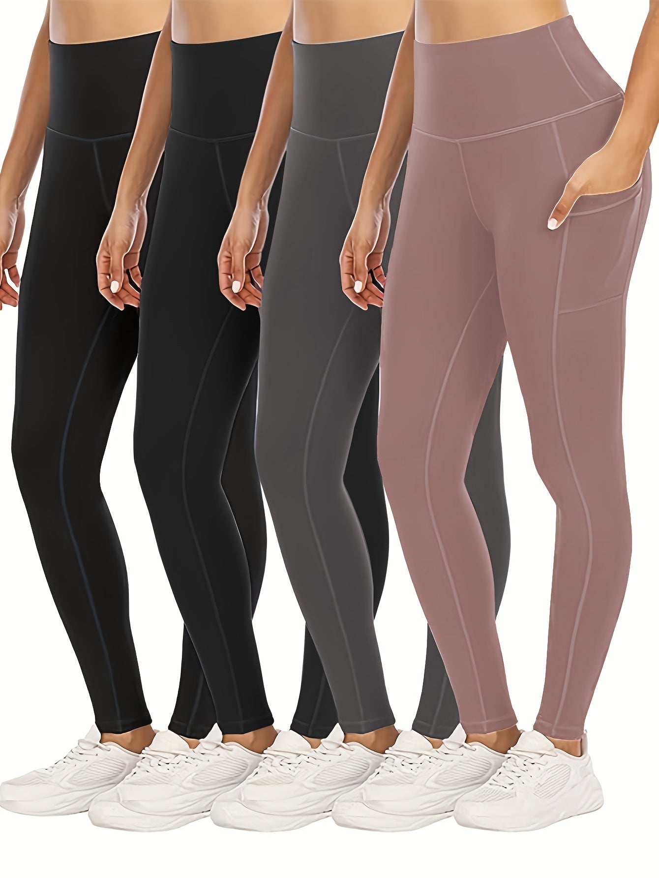 4Pcs High Waist Yoga Pants Tummy Control Slimming Leggings Women's Activewear