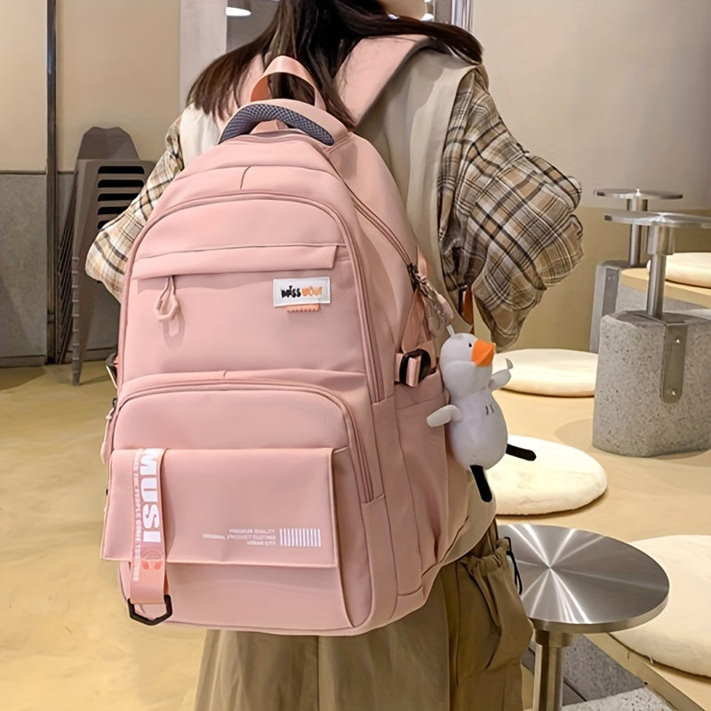 Large Capacity Casual Backpack Fashionable Backpack Solid School Bag