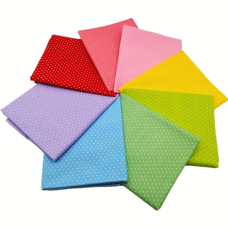 8pcs Polka Dot Cotton Fabric Bundle for DIY Crafting