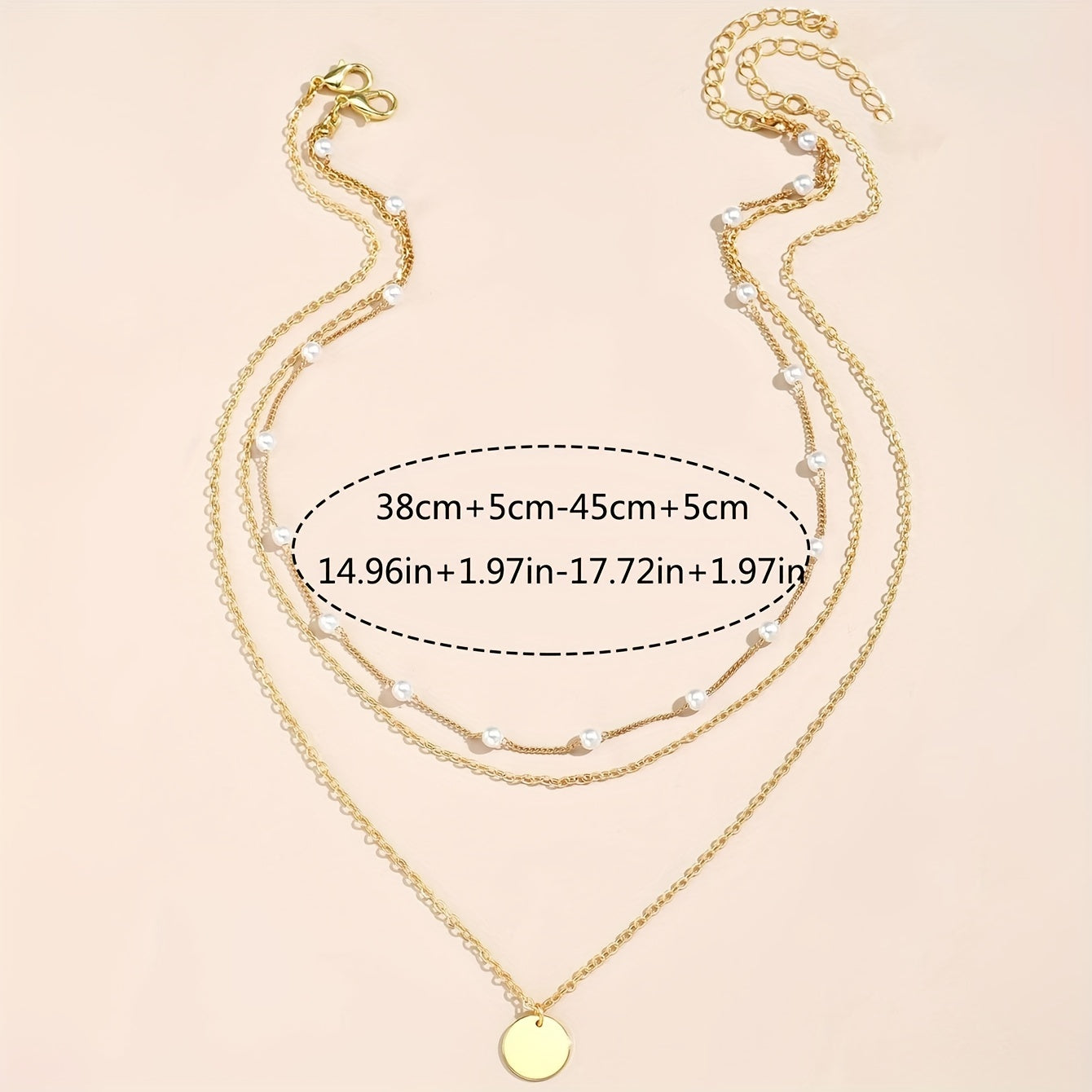 2pcs Faux Pearl Geometric Necklace Set