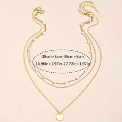 2pcs Faux Pearl Geometric Necklace Set