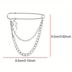 Double Layer Chain Butterfly Brooch Men Pin Suits Shoes Hats Accessories