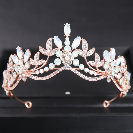 Pastel Night Sky Tiara Moonstone Rhinestones Clear & Milky Rhinestone Tiara