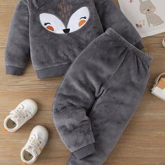 Toddler Girl's 2pcs Fox Print Fleece Pajamas Set