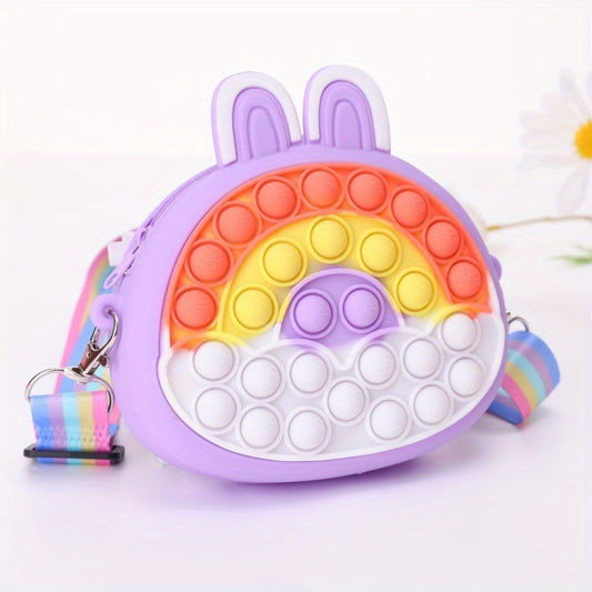 Colorful Rainbow Lucky Rabbit Ears Silicone Shoulder Bag For Girls