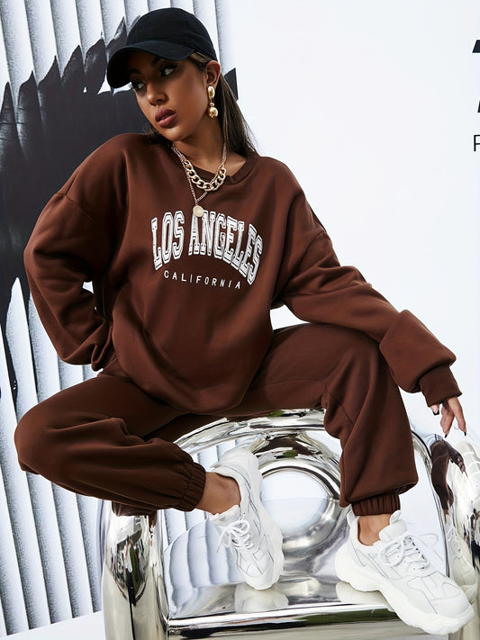 Letter Print 2pc Set Hoodie & Pants