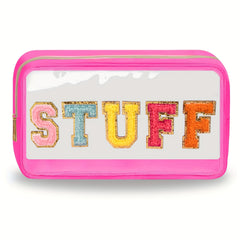 Chenille Letter Clear Makeup Bags Preppy Patch with Zipper