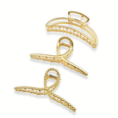 3pcs Golden Hair Claw Ponytail Holder Hair Accessories