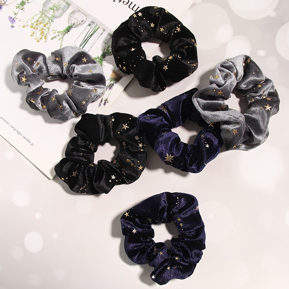 6pcs Velvet Star Scrunchies Golden Star Celestial Scrunchie
