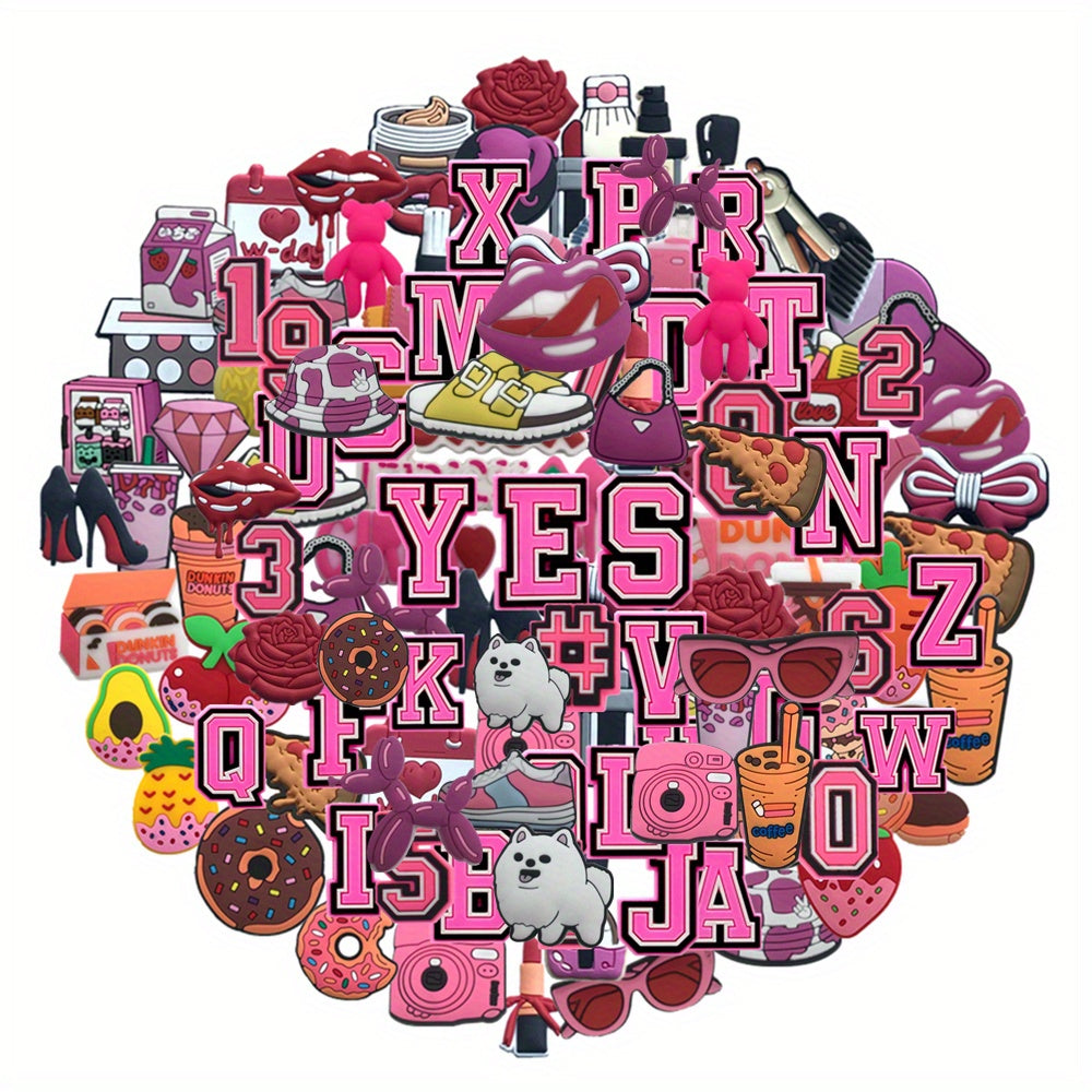 100PCS Pink Charms for Shoes Decoration DIY Accessories Kids Women