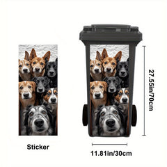 Dog Group Trash Can Stickers PVC Wall Decals Water Resistant