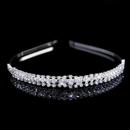 Rhinestone Headband Queen Double Layer Crown Layer Tiara Head Jewelry