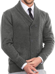 Men's Shawl Collar Cardigan Sweater Button Slim Fit Knit Top