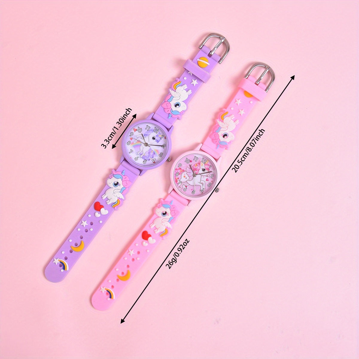 Girls' Unicorn Watch & Bracelet Set - Cute Animal Pattern Silicone Strap