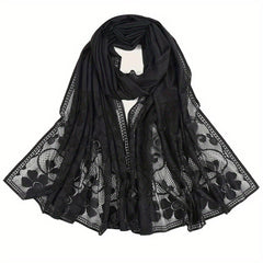 Lace Shawl Solid Jacquard Flower Hollow Cape for Women