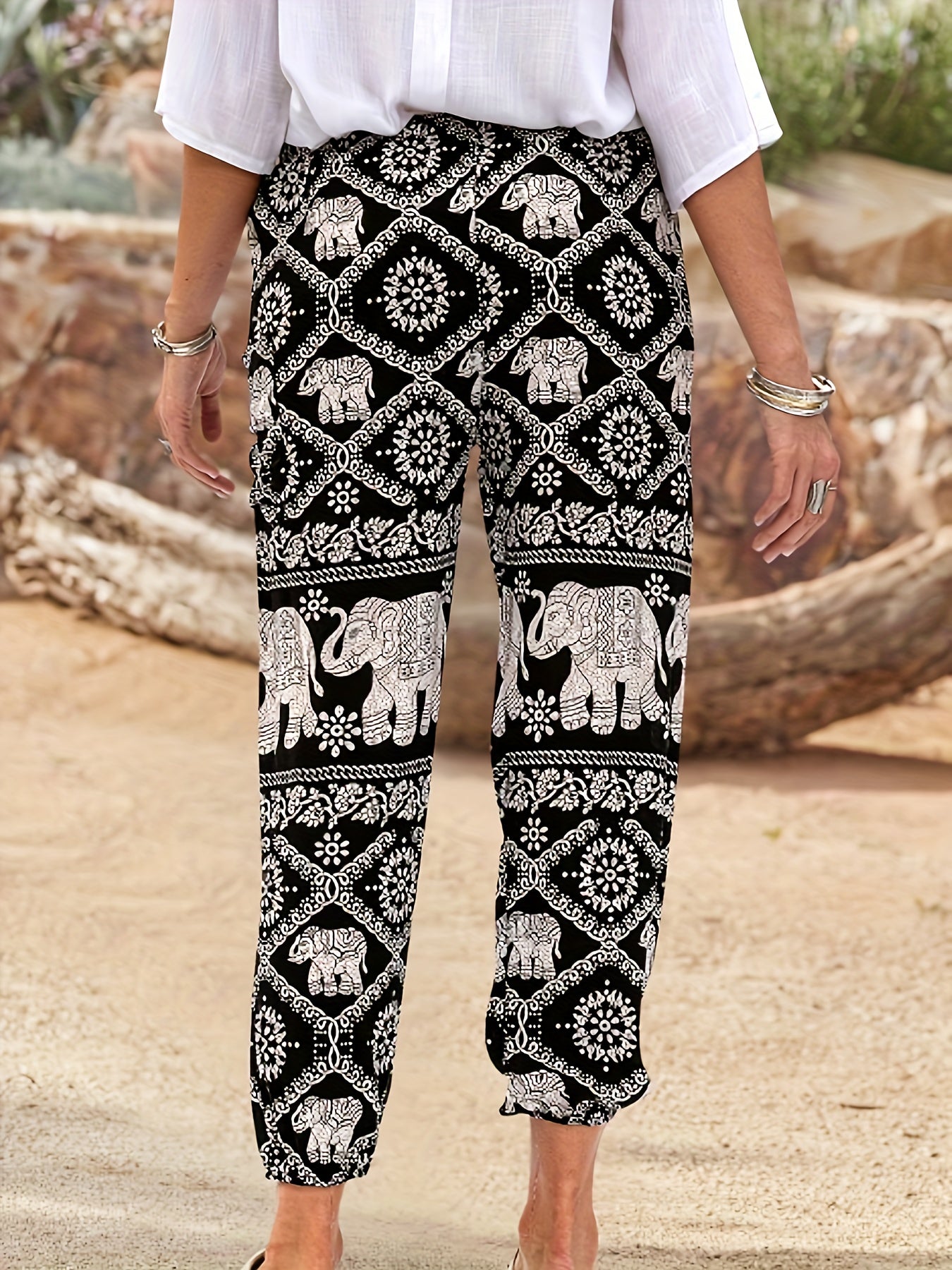 Geometric Elephant Print Plus Size