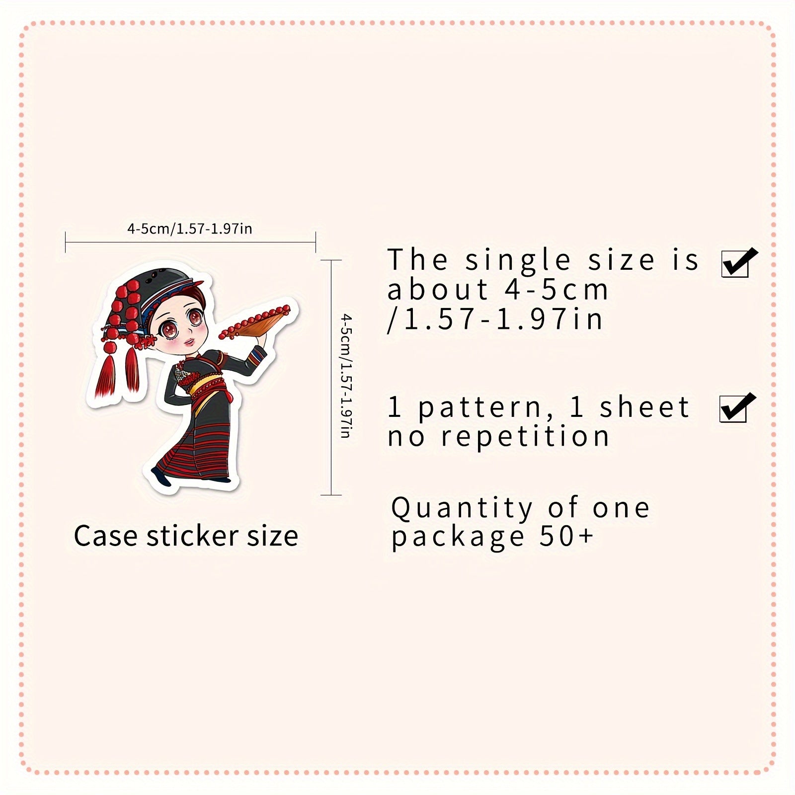 56pcs Ethnic Cartoon Luggage Stickers Waterproof Decoration