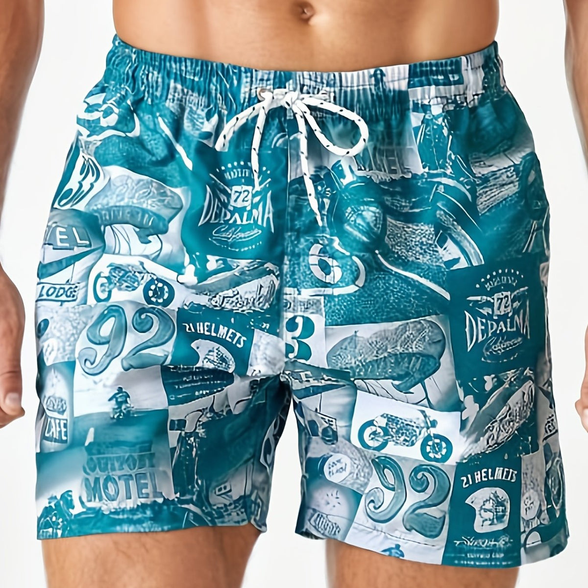 Men's Quick Dry Board Shorts With Mesh Lining & Pockets