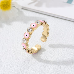 Boho Zircon Evil Eye Ring Adjustable Bling Party Jewelry